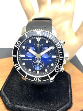 Tissot Men's Watch Seastar Chronograph Swiss Quartz Black Blue T1204171704100